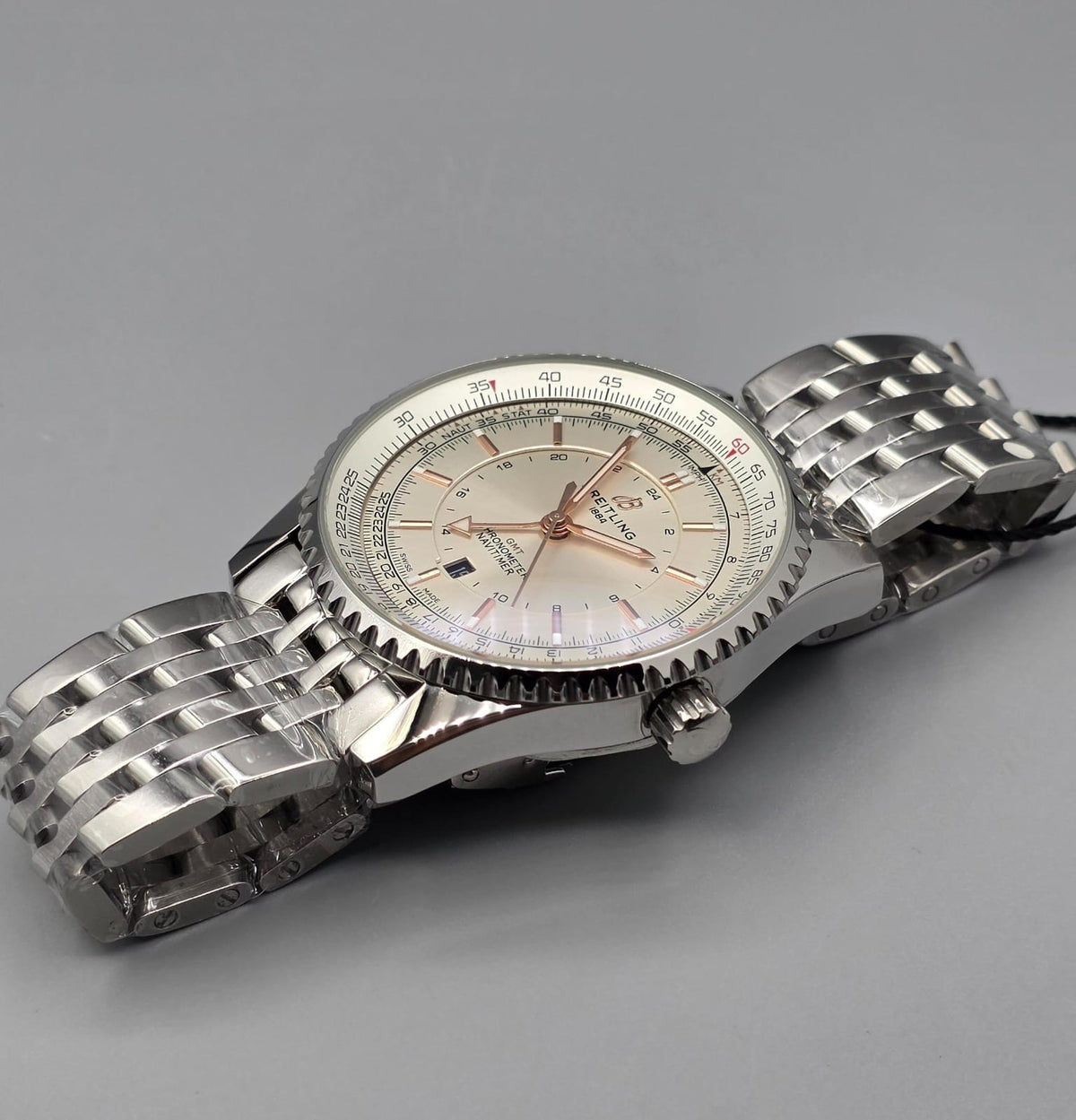 Premium Stainless Steel Champagne Dial Automatic GMT Luxury Watch