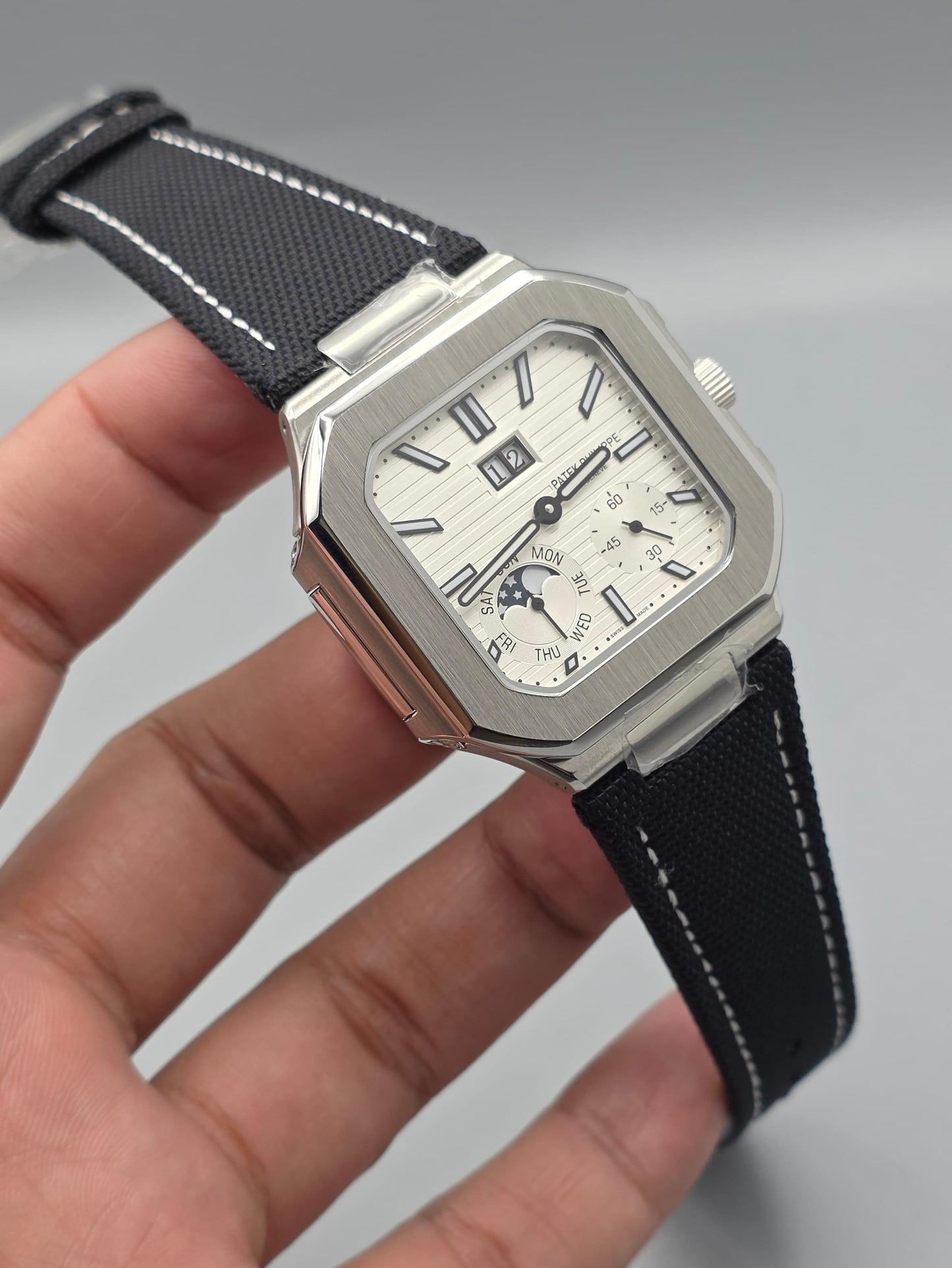 Luxury Square Multi-Function Watch – White Dial Edition