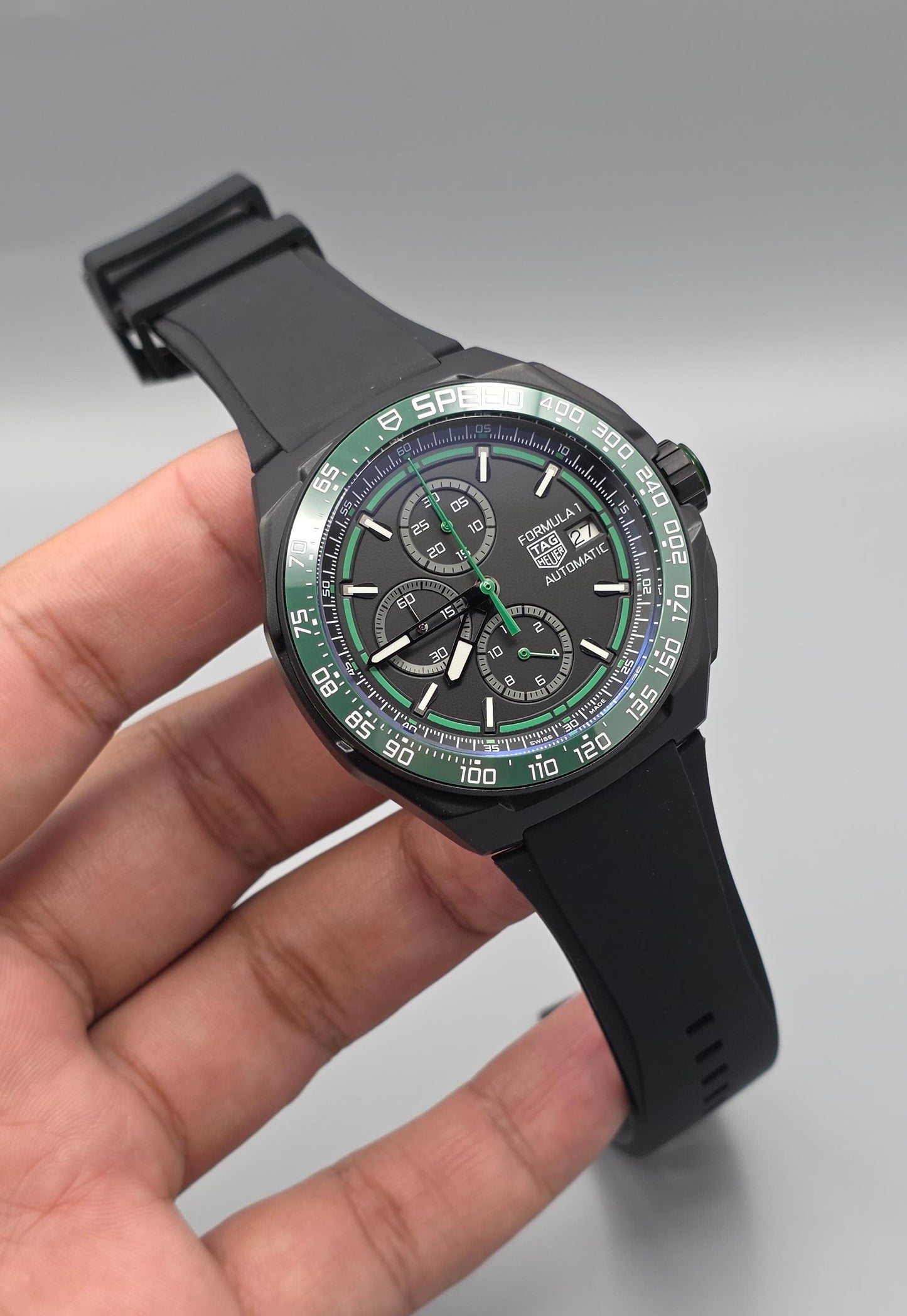 Premium Black & Green Sport Chronograph Watch