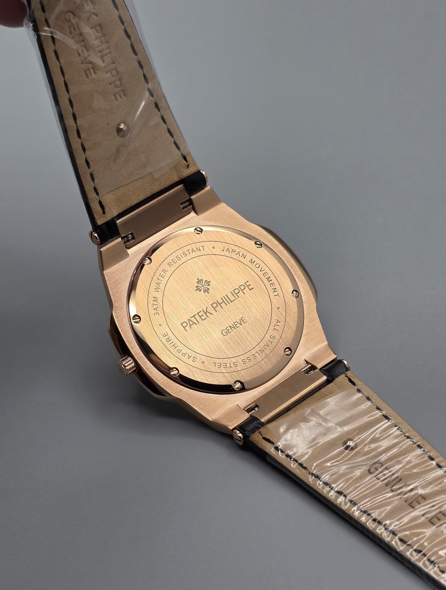 Gold-Tone Luxury Watch with Blue Stone-Set Bezel Textured Dial