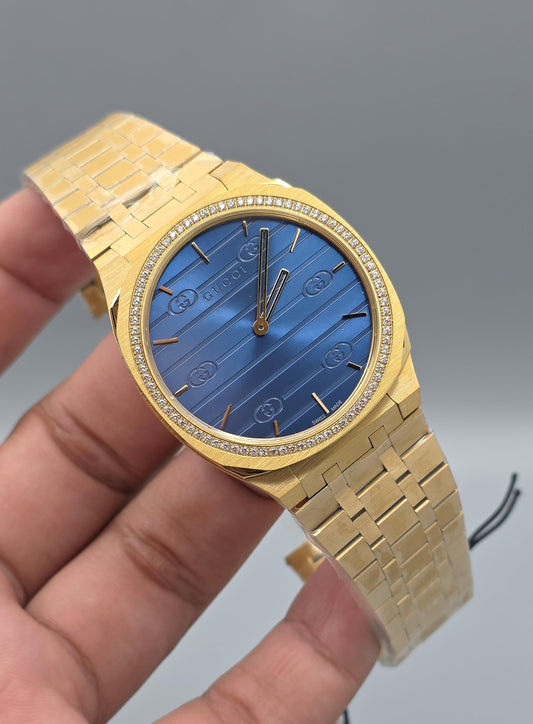 Luxury Ultra Slim Gold Watch – Blue Dial with Zarcoon Bezel