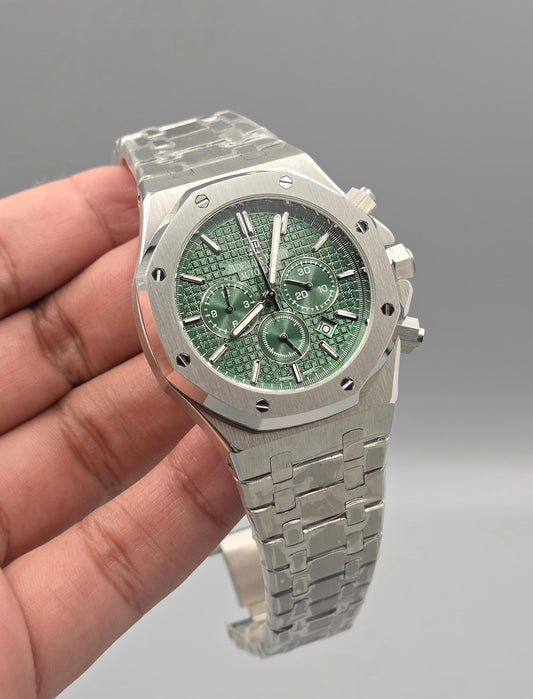 Premium Stainless Steel Emerald Green Chronograph Luxury Watch