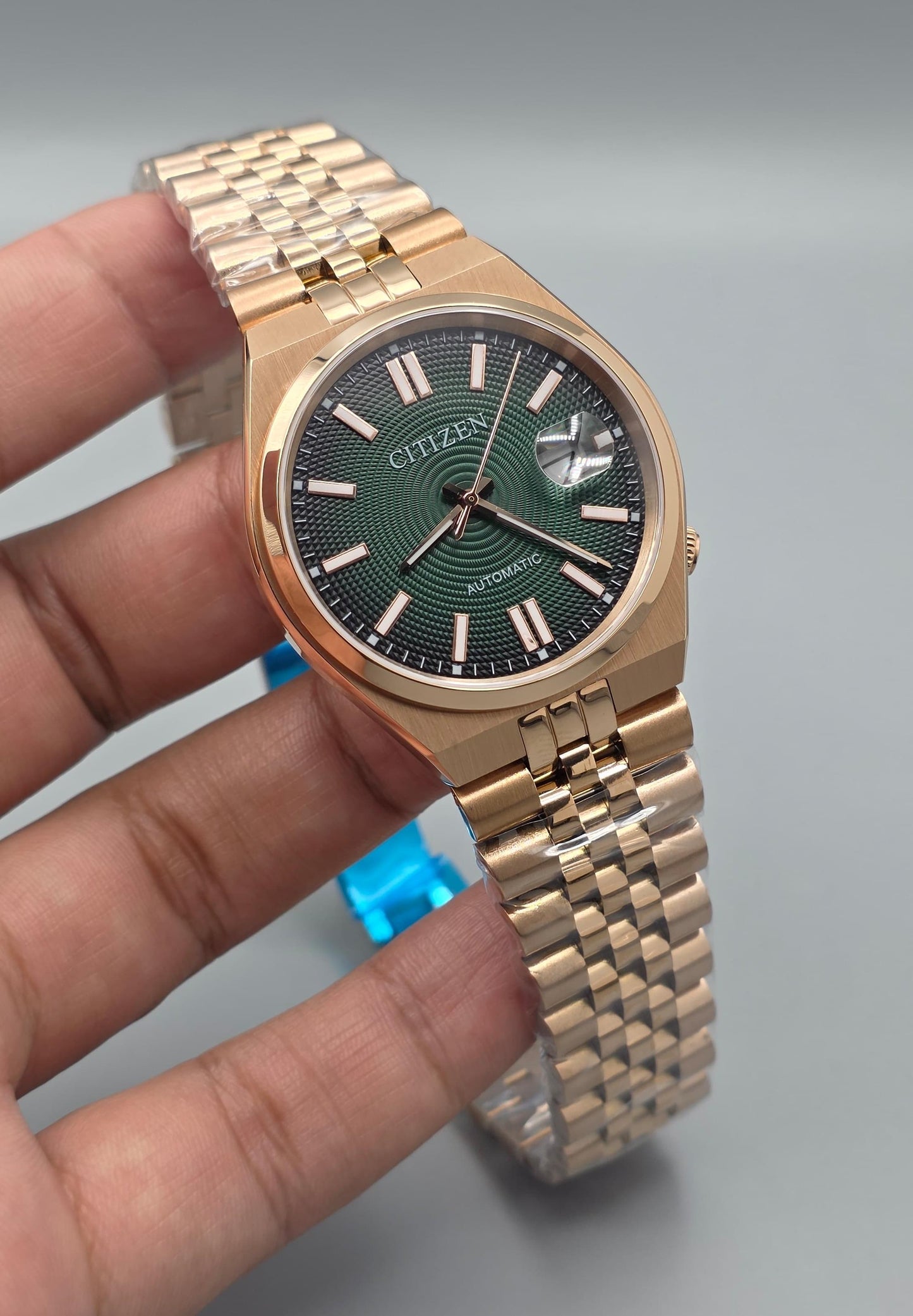 Luxury Smoky Green Automatic – Full Rose Gold Edition