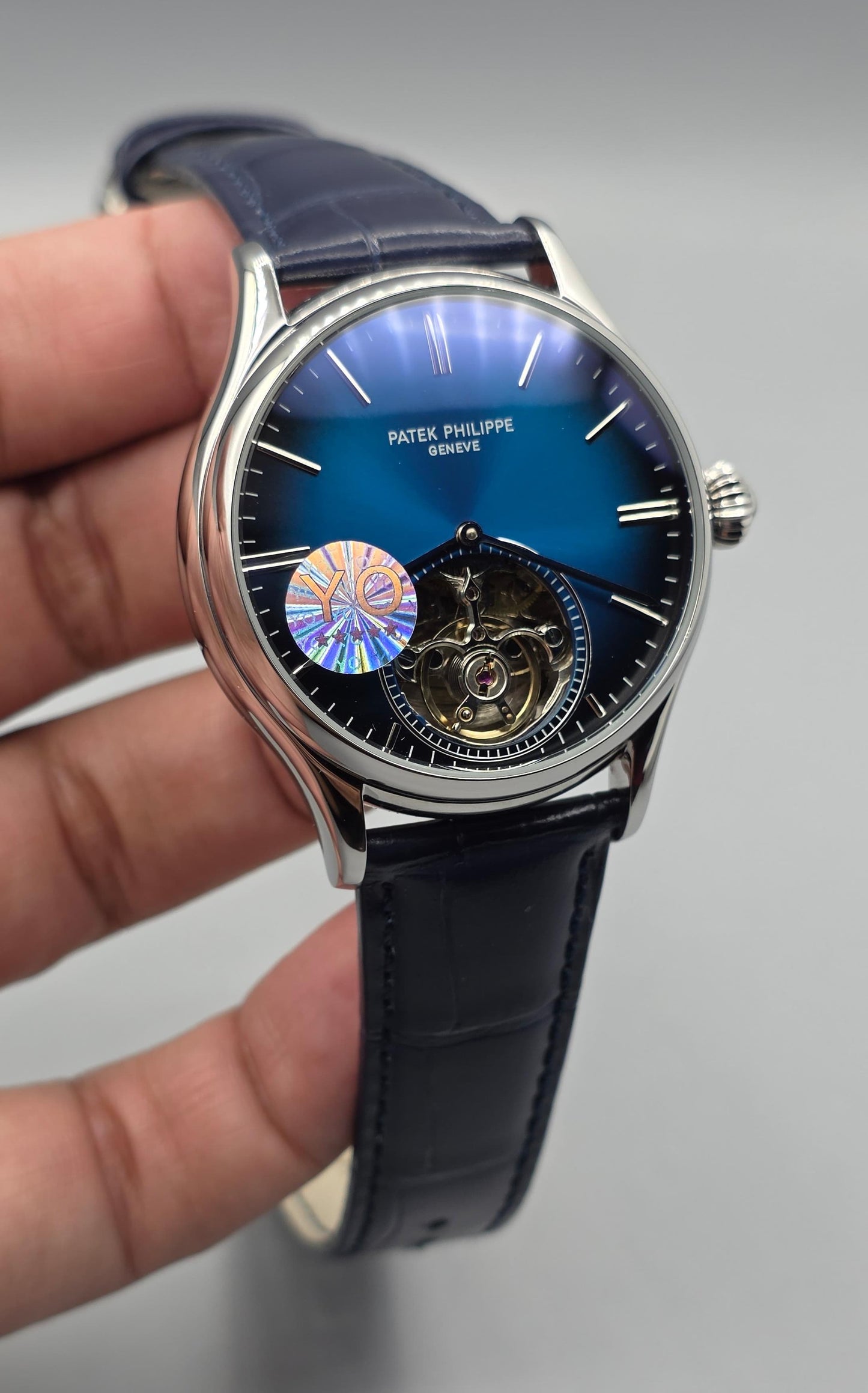 Premium Blue Dial Open-Heart Automatic Watch