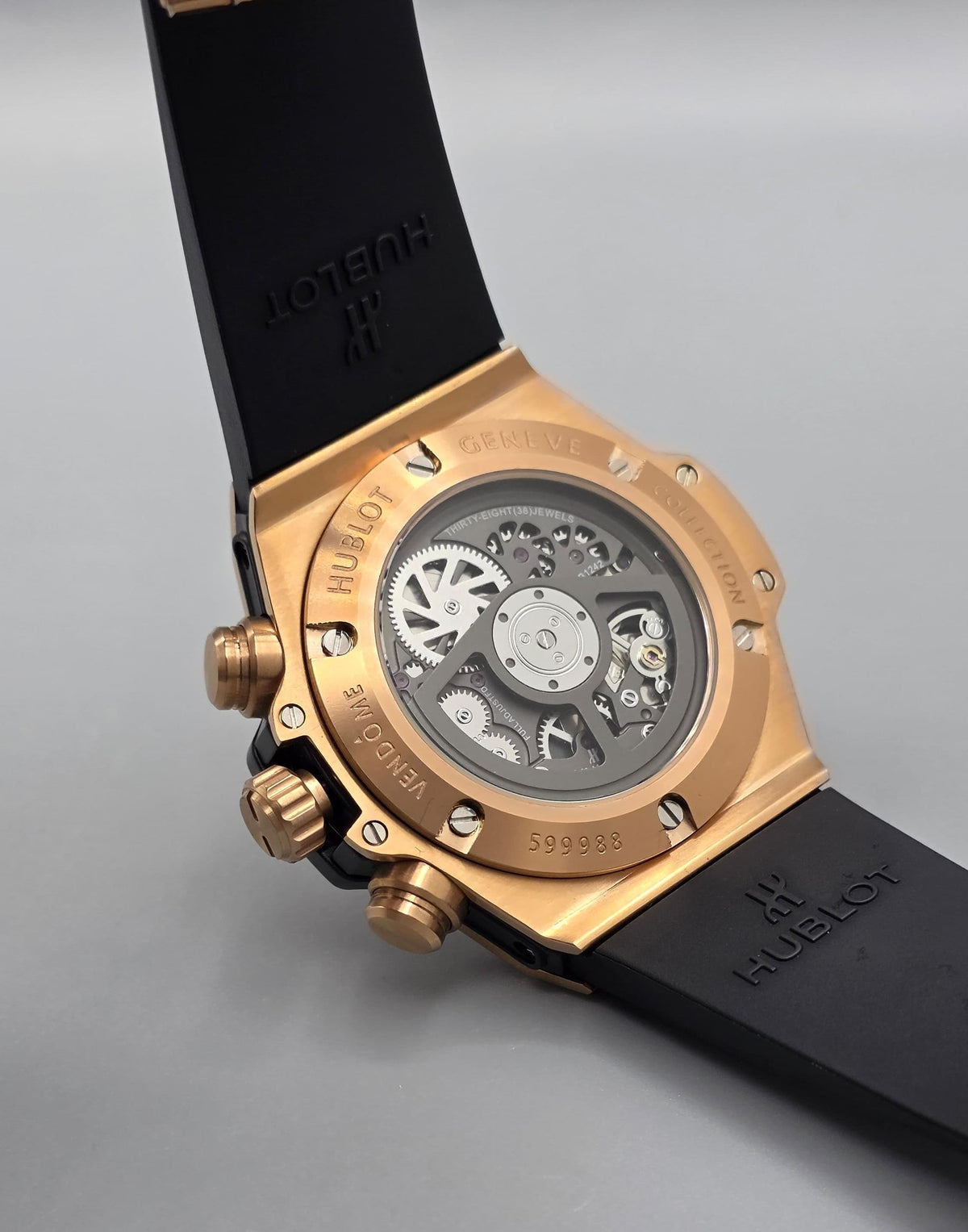 Premium Rose Gold Iced-Out Skeleton Chronograph Watch