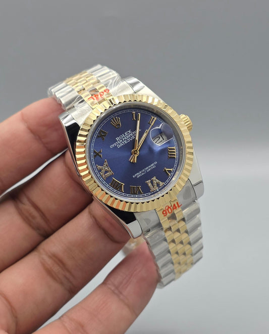 Premium Two-Tone Gold Blue Dial Luxury Watch