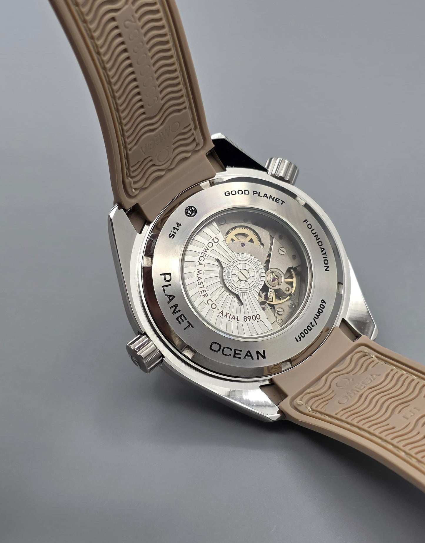 Cream Dial Automatic Watch with Beige Rubber Strap
