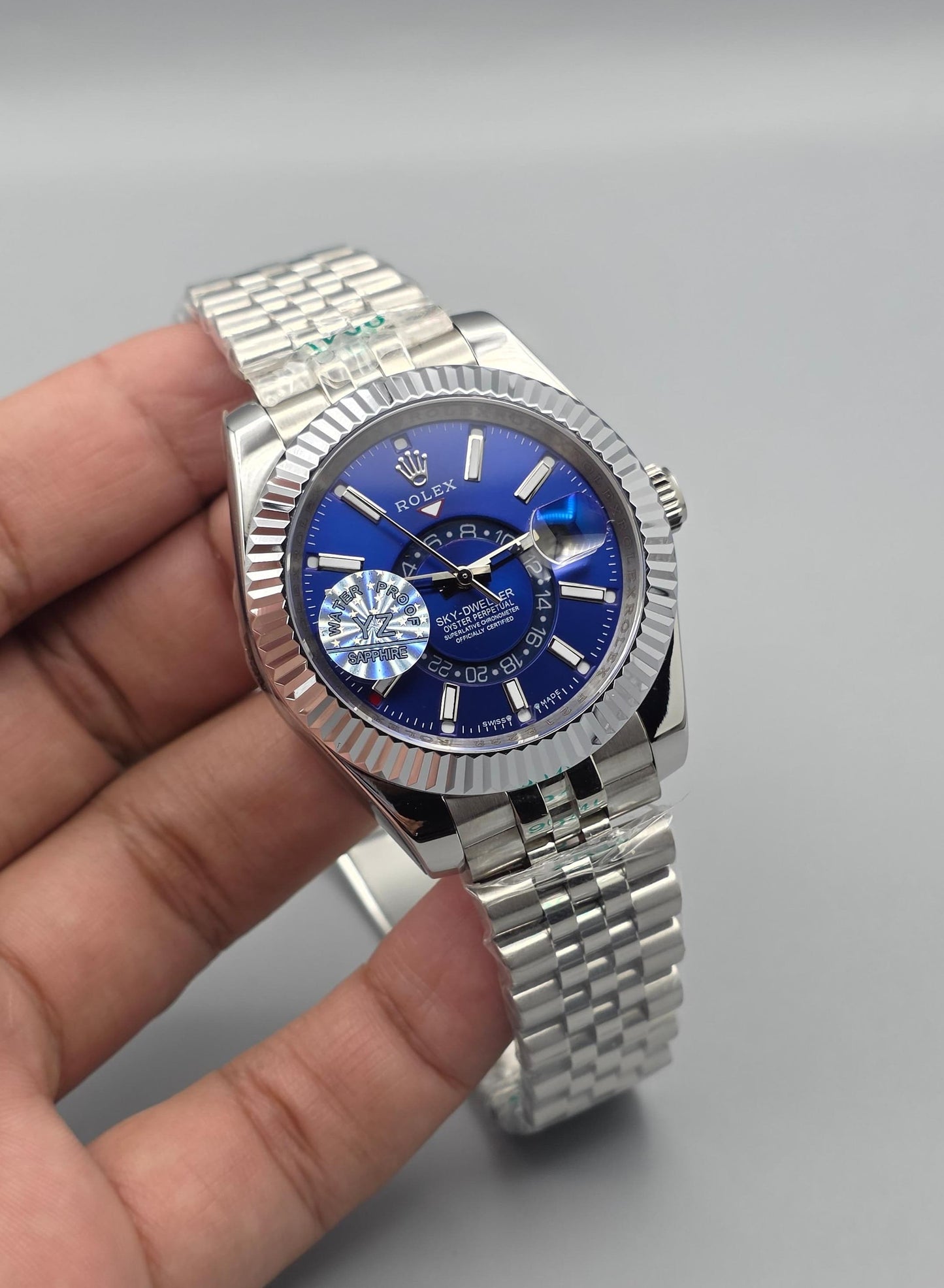 Luxury Blue Dual-Time Watch – Stainless Steel