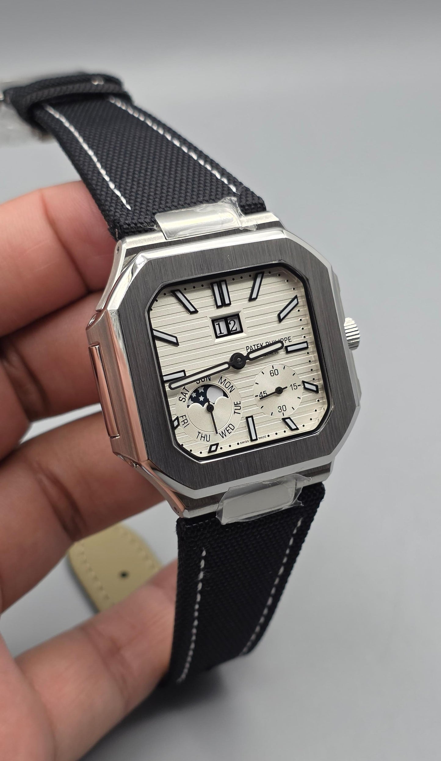 Luxury Square Multi-Function Watch – White Dial Edition