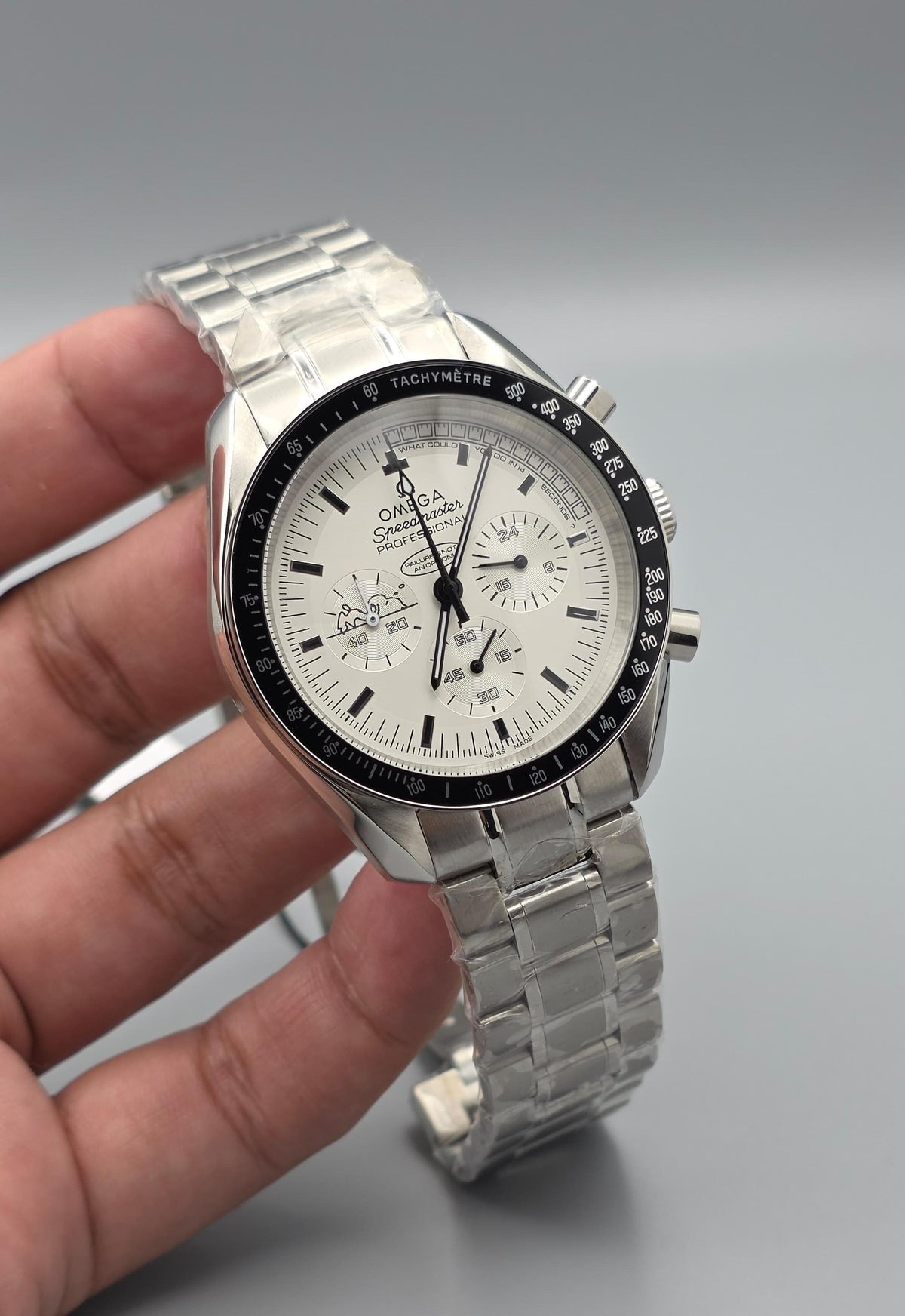 Premium Stainless Steel White Dial Silver Snoopy-Style Multi-Function Luxury Watch