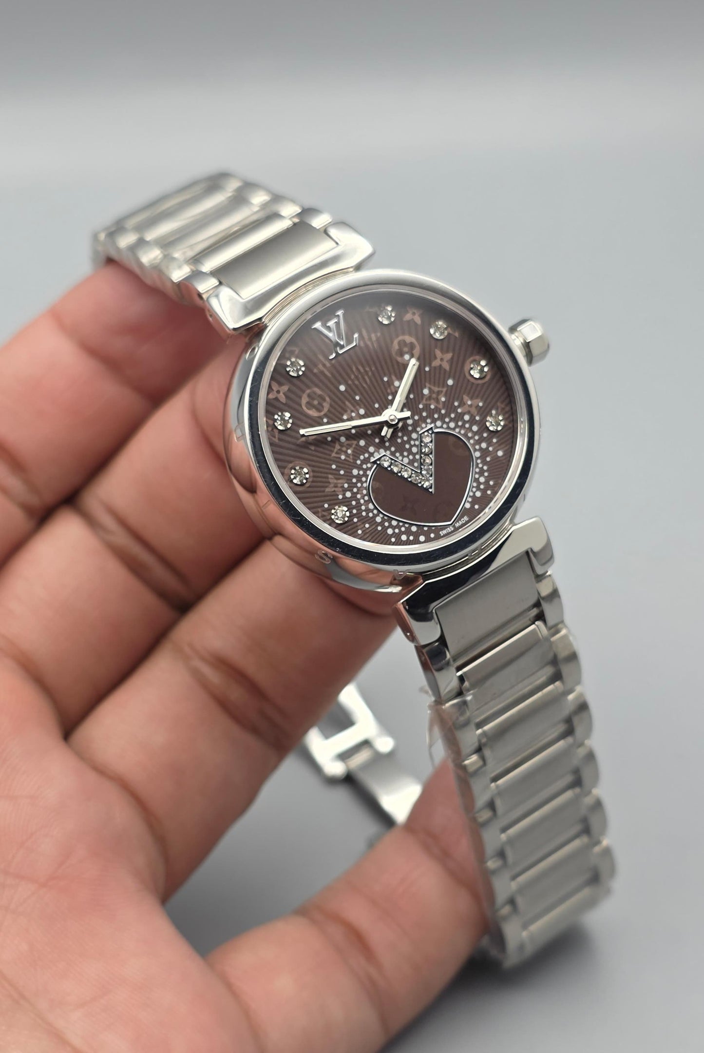 Luxury Brown Crystal Dial – Silver Ladies Edition