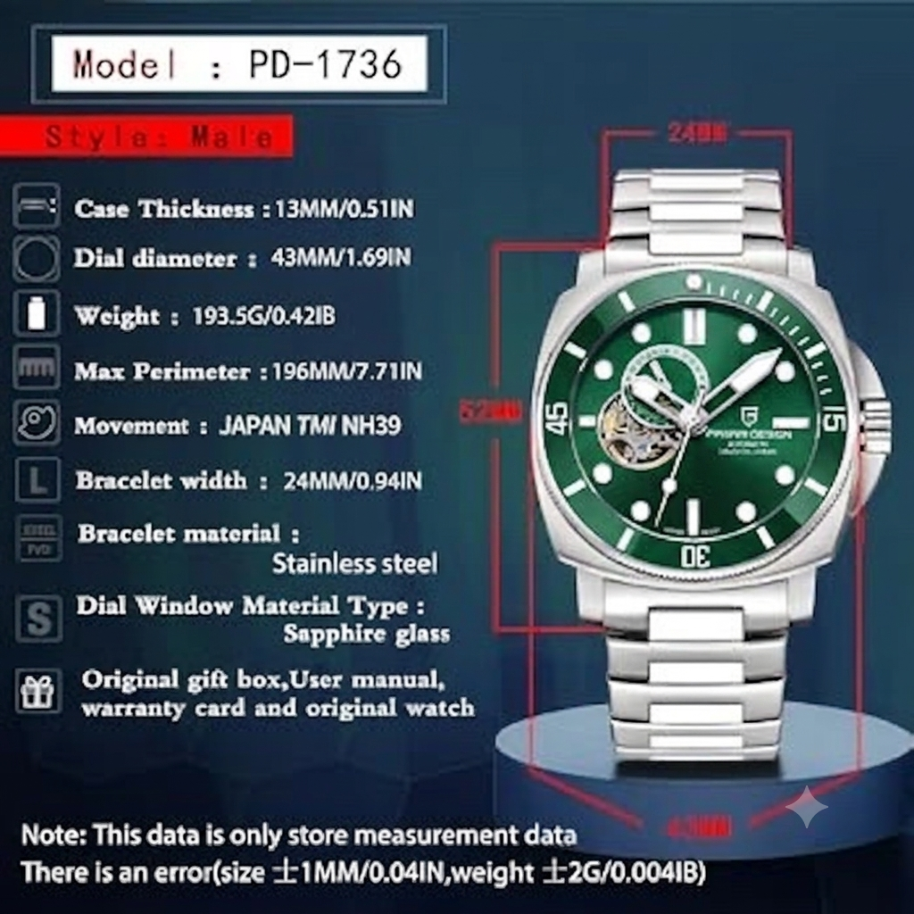 Pagani Design PD-1736 Silver-Green