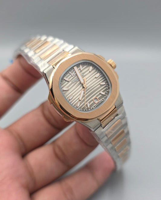 Luxury Ladies Watch – Silver & Rose Gold, 32mm