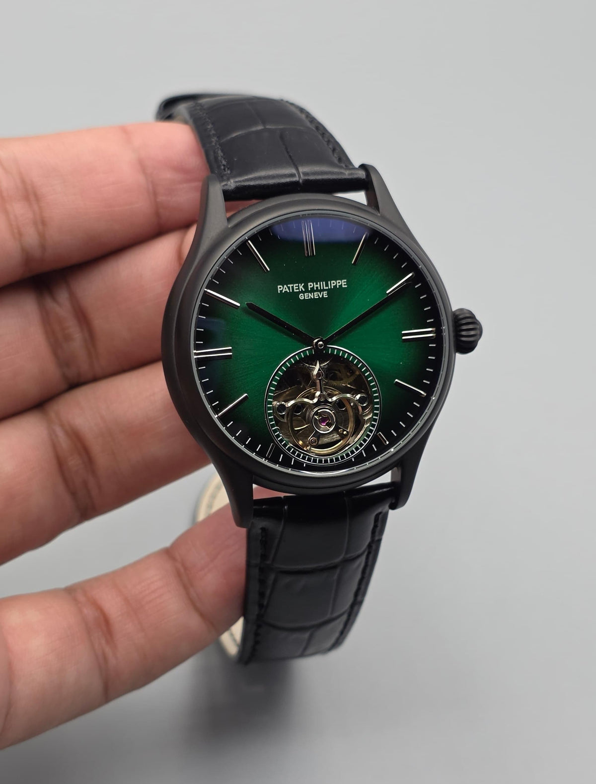 Premium Green & Black Open-Heart Automatic Watch