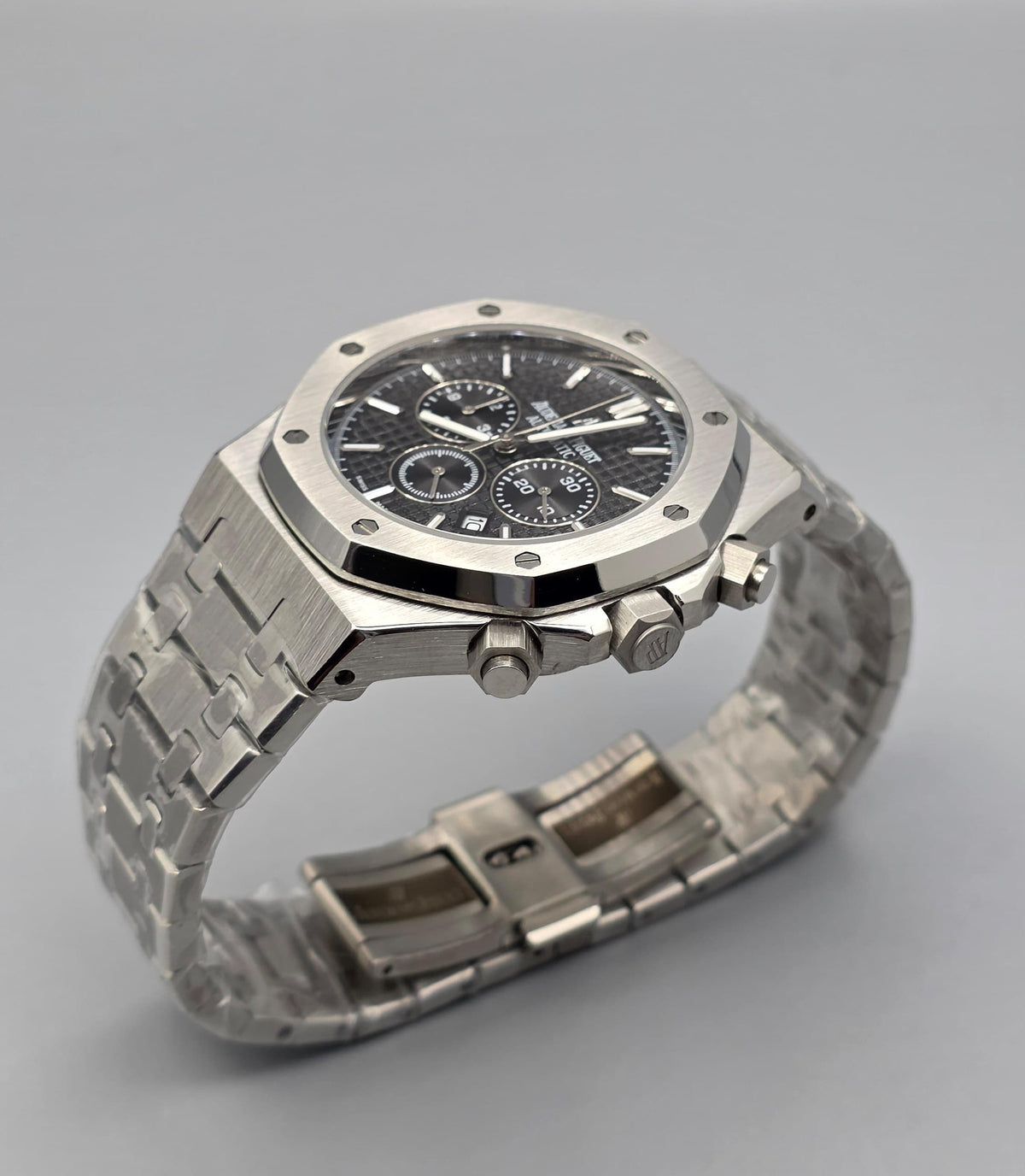 Premium Stainless Steel Charcoal Black Chronograph Luxury Watch