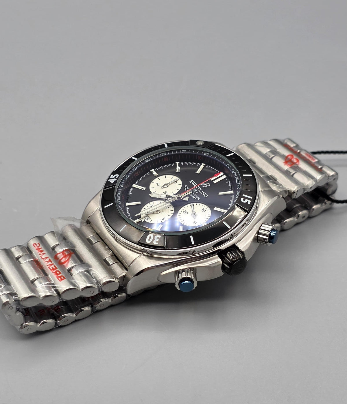 Premium Stainless Steel Black Bezel Blue Dial Panda Chronomat Luxury Watch