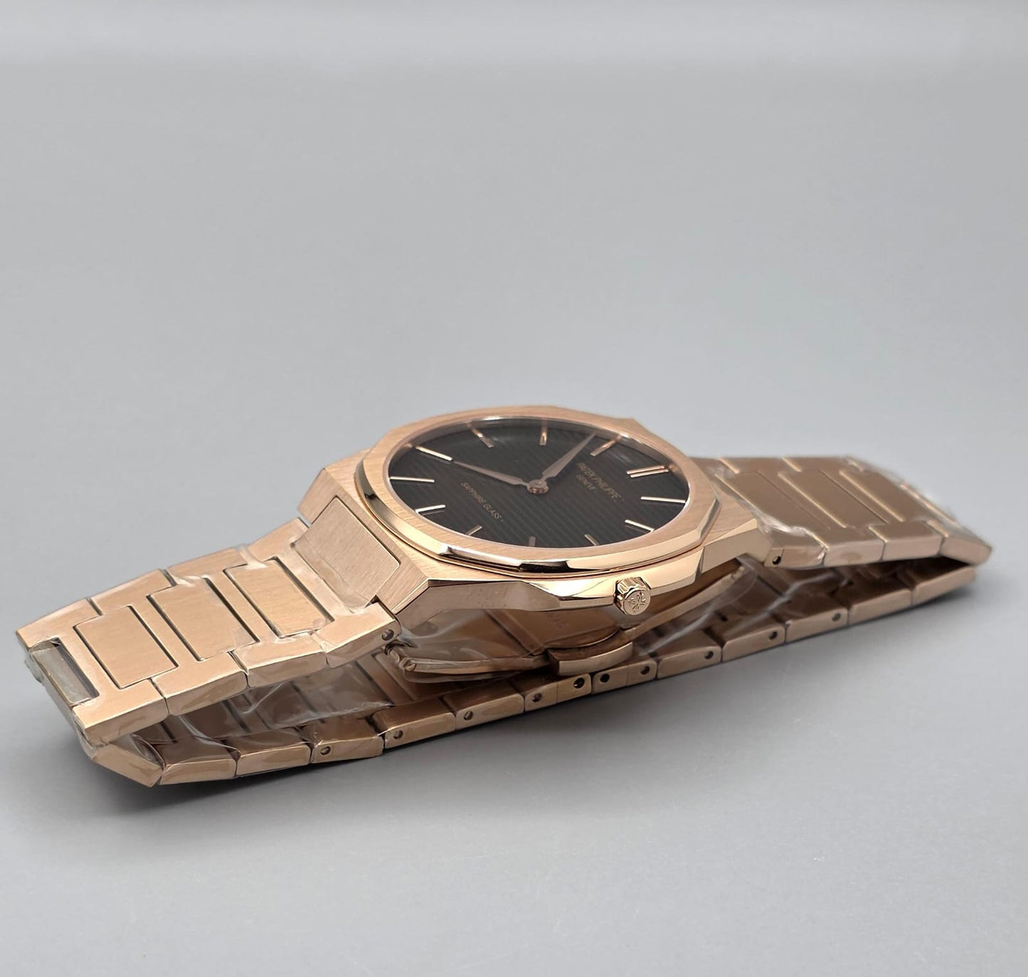 Elegant Rose Gold Brown Dial Stainless Steel Watch