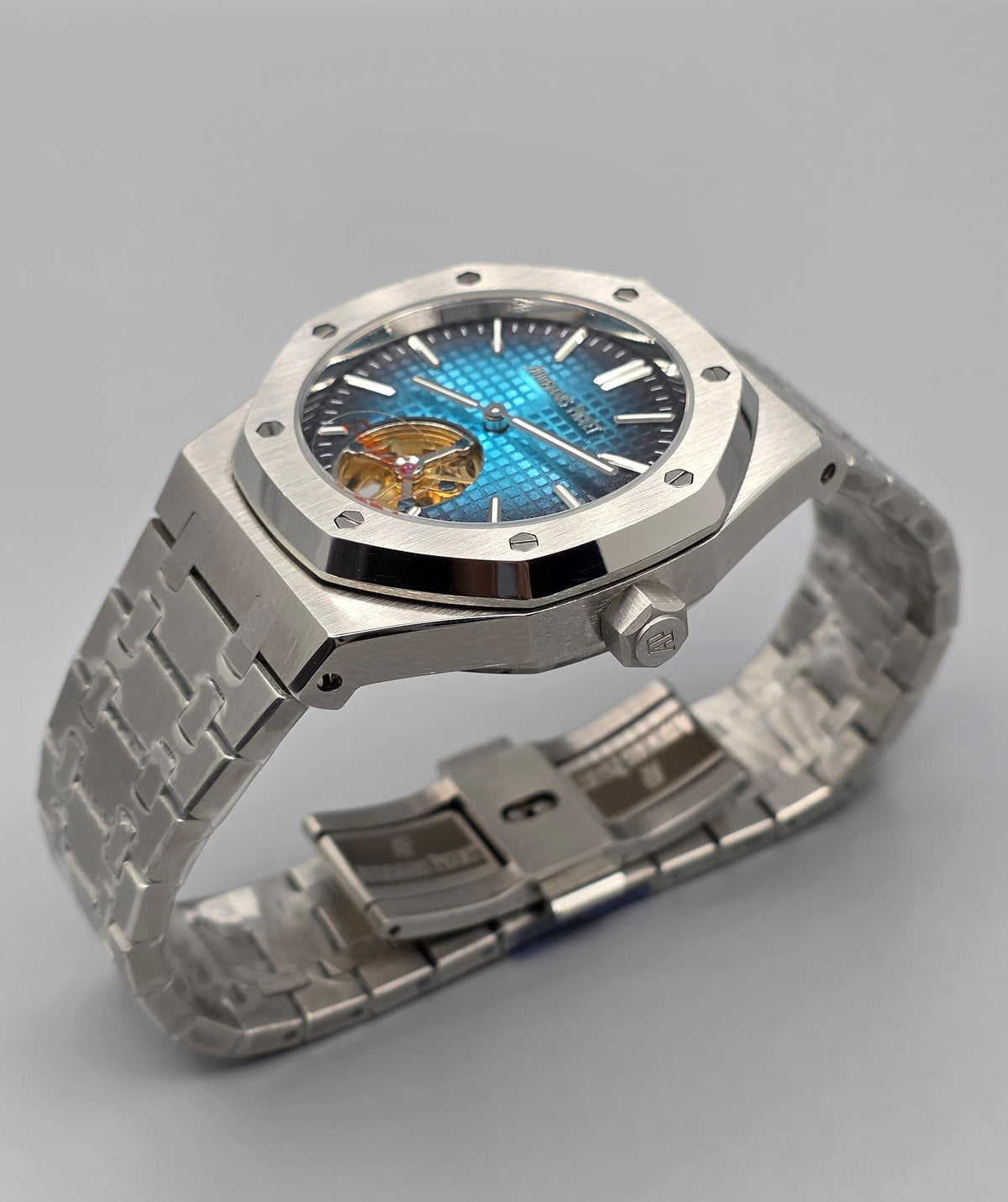 Premium Stainless Steel Blue Tapisserie Tourbillon Luxury Watch
