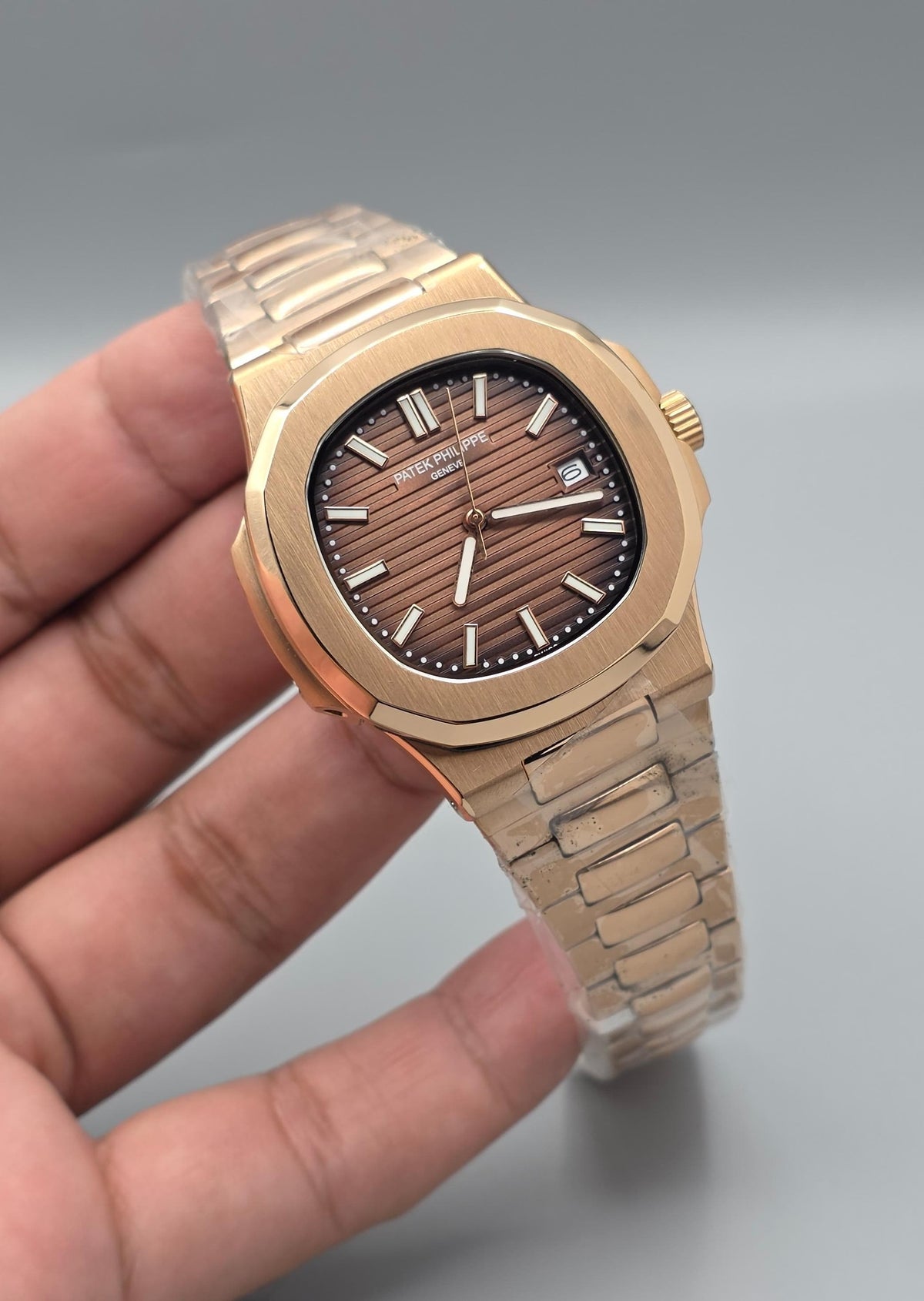 Premium Rose Gold Gradient Brown Dial Luxury Automatic Watch