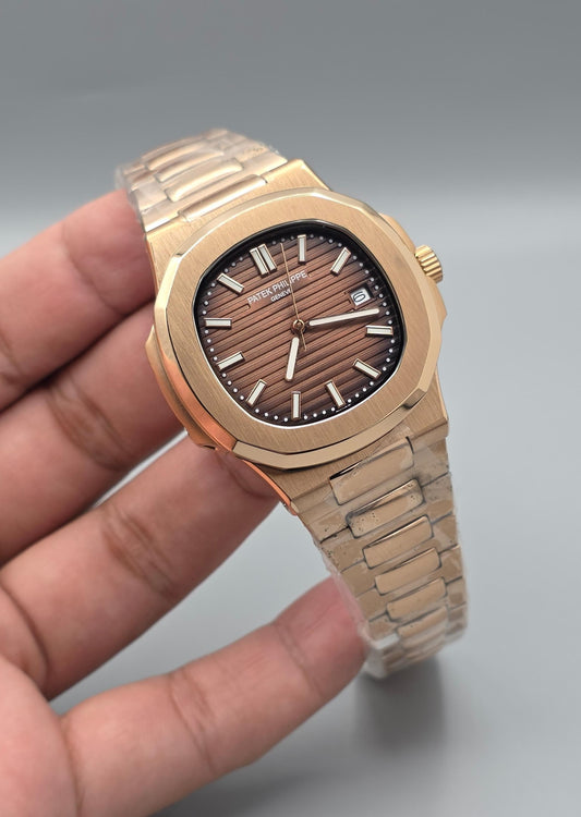 Premium Rose Gold Gradient Brown Dial Luxury Automatic Watch