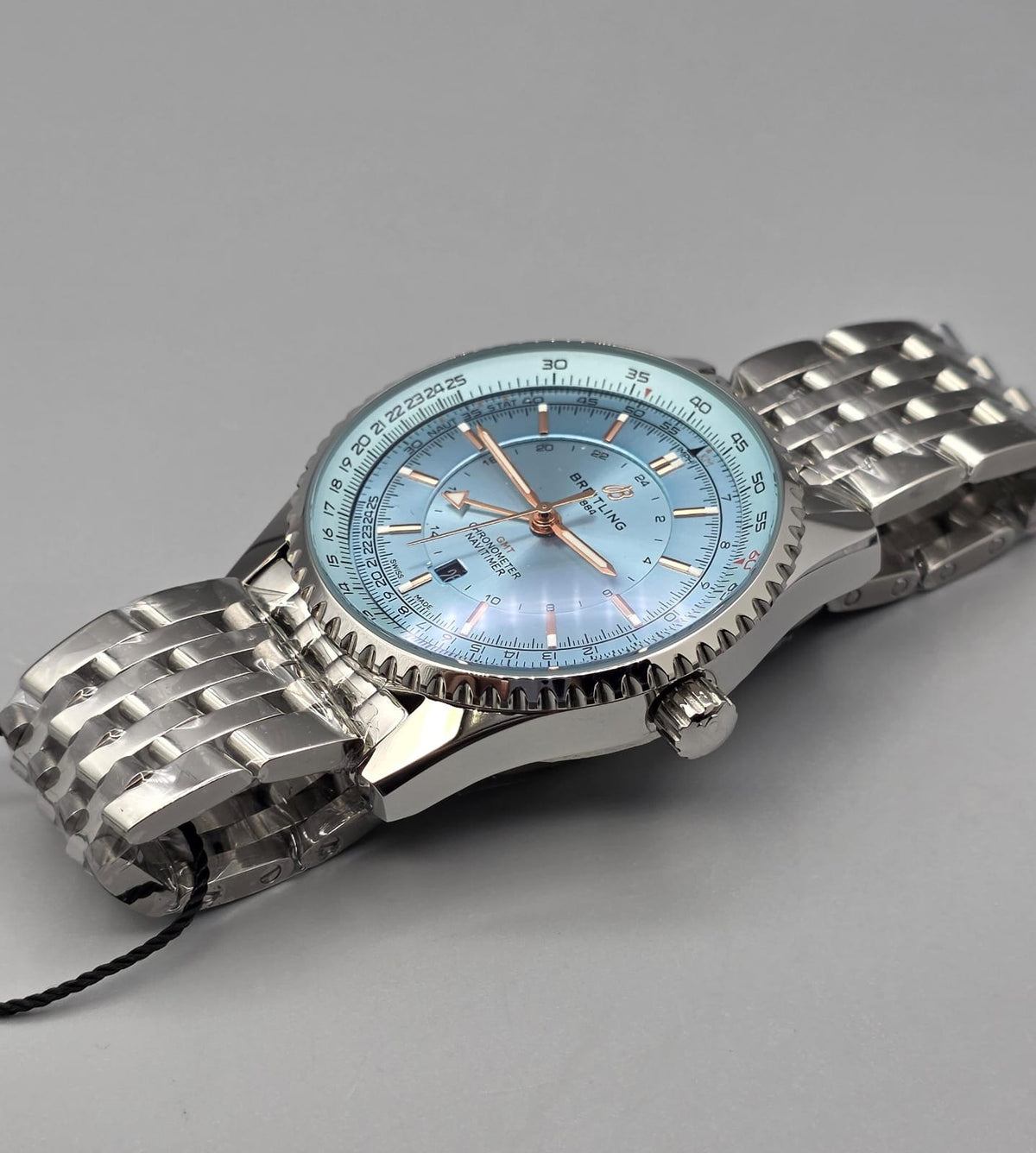 Premium Stainless Steel Ice Blue Dial Automatic GMT Luxury Watch