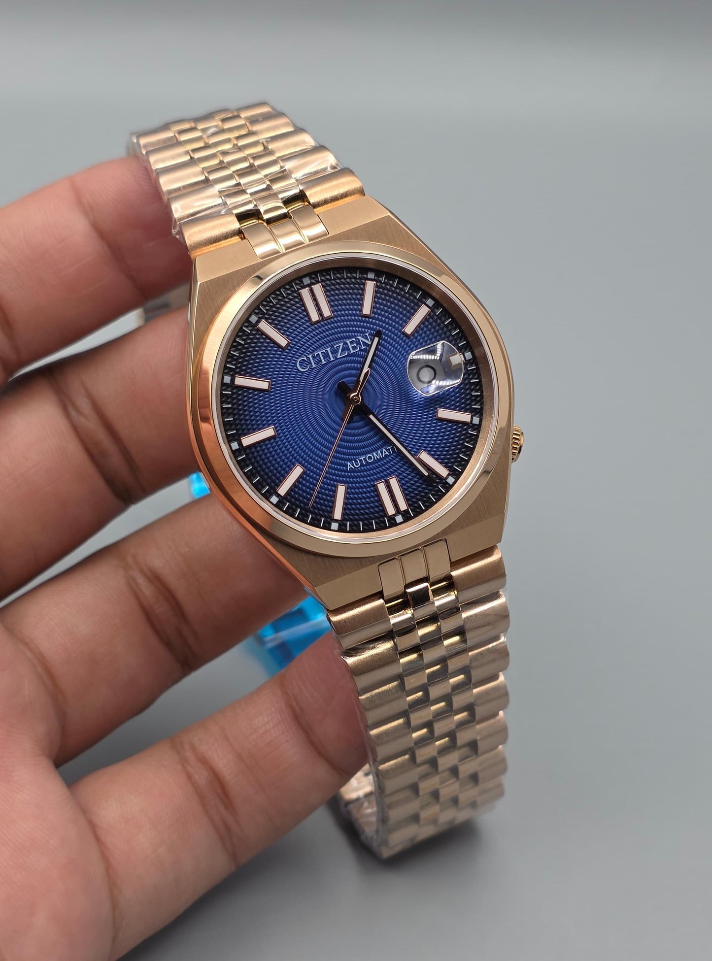 Luxury Smoky Blue Automatic – Full Rose Gold Edition