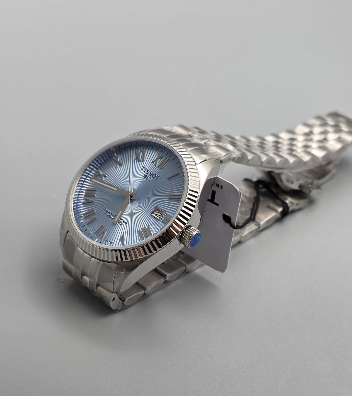 Premium Stainless Steel Ice Blue Dial Fluted Automatic Luxury Watch