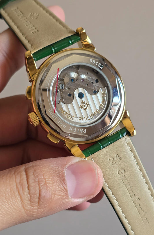 Premium Gold Moonphase Leather Strap Watch