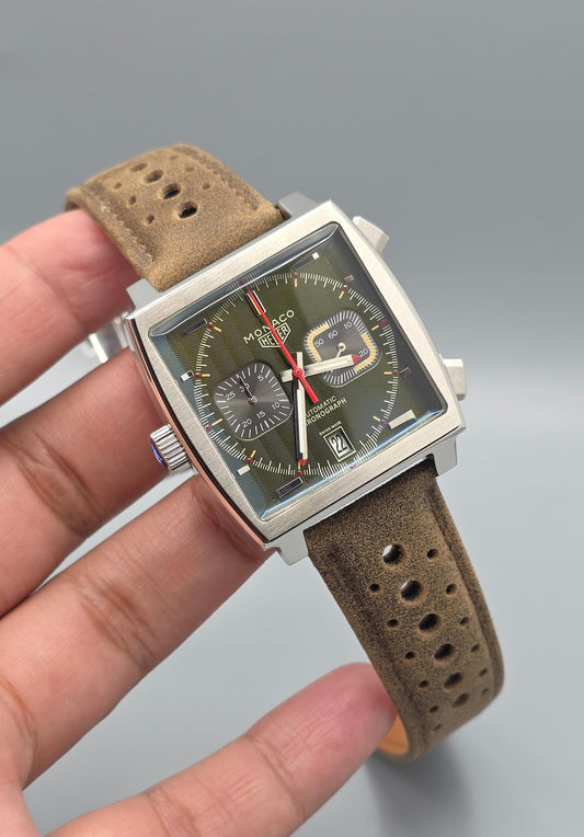 Luxury Square Chronograph Watch – Green Dial Edition