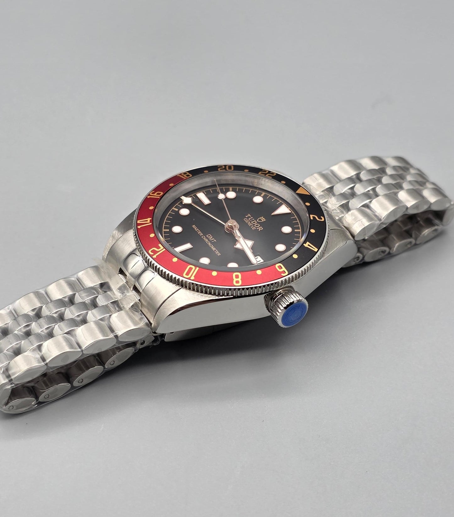Black Dial Red & Black GMT Automatic Stainless Steel Watch