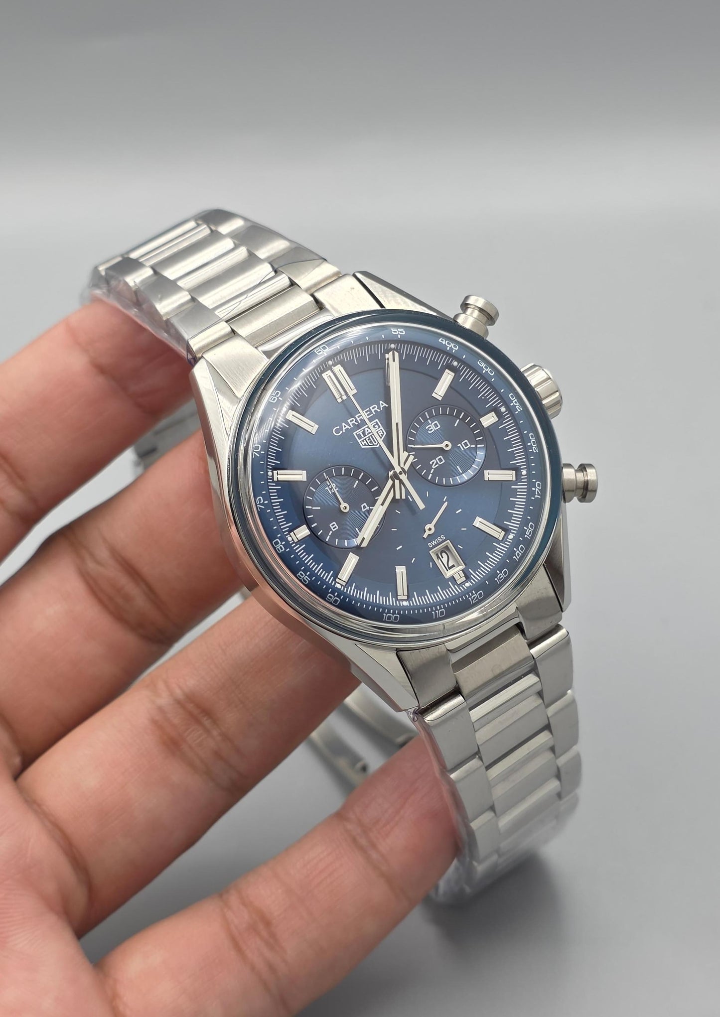 Blue Dial Chronograph Stainless Steel Watch