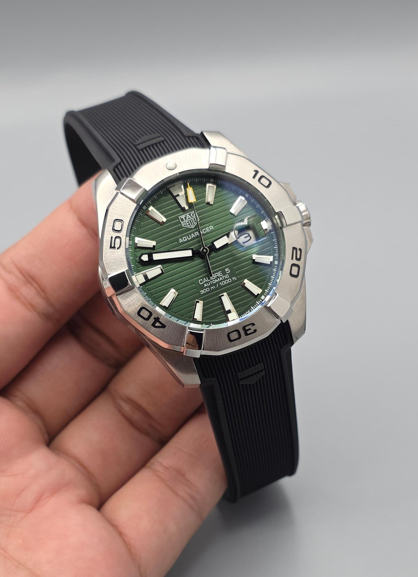 Premium Olive Green Dial Automatic Rubber Strap Watch