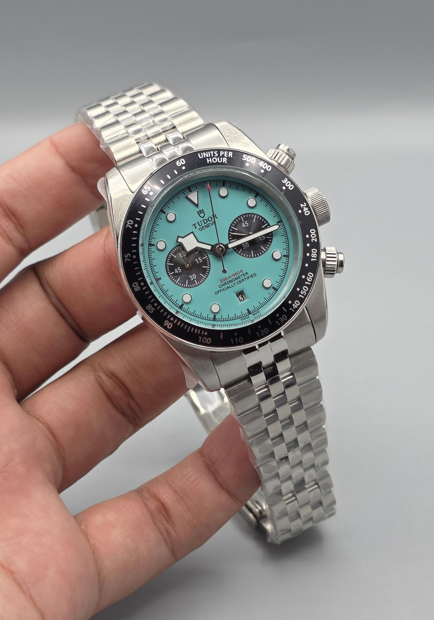 Turquoise Dial Automatic Stainless Steel Watch