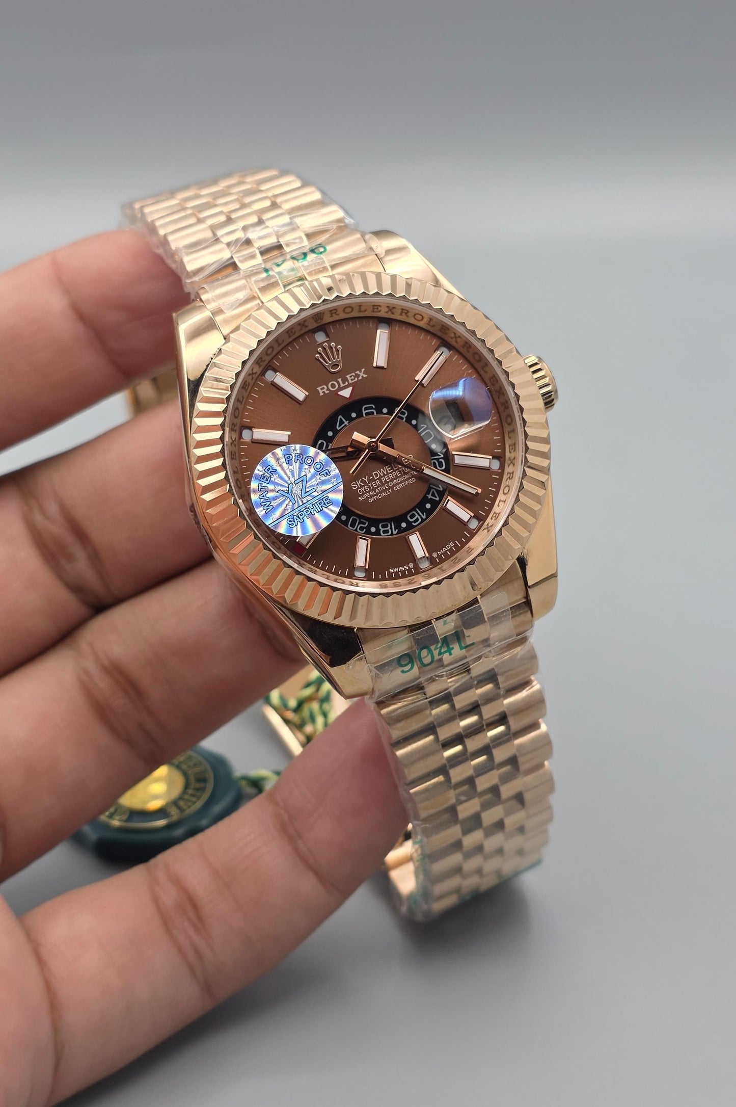 Luxury Brown Dial Dual-Time Watch – Rose Gold Finish
