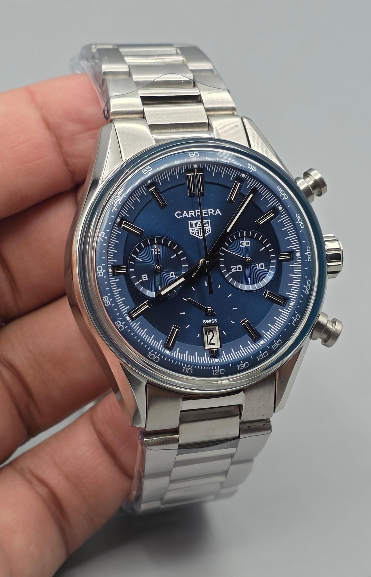 Blue Dial Chronograph Stainless Steel Watch