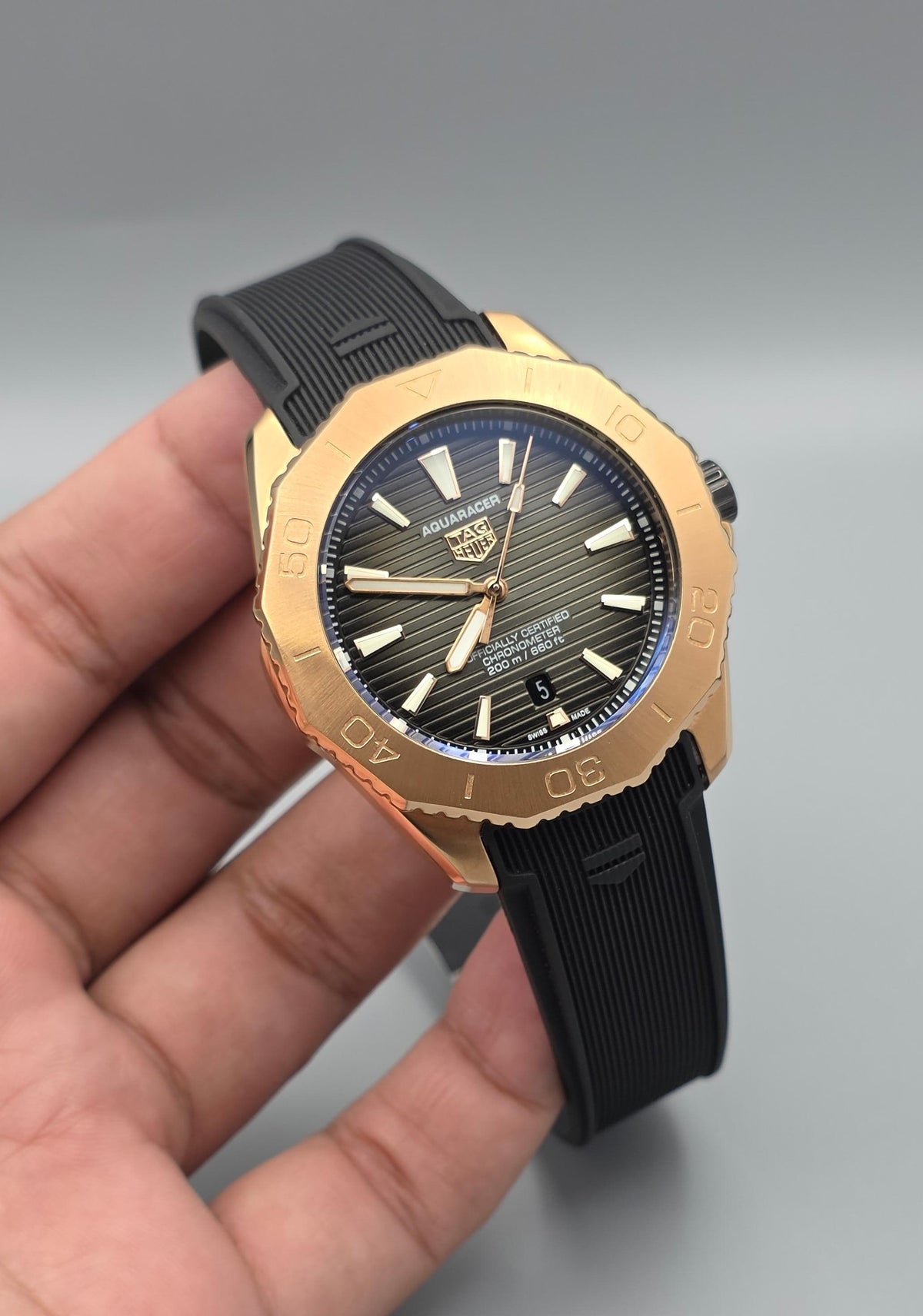 Premium Rose Gold Gradient Grey Dial Automatic Luxury Watch