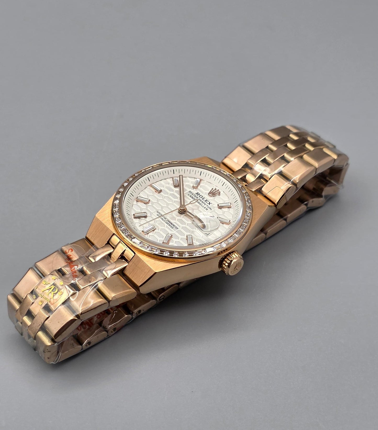 Luxury Full Rose Gold Automatic Stone Bezel