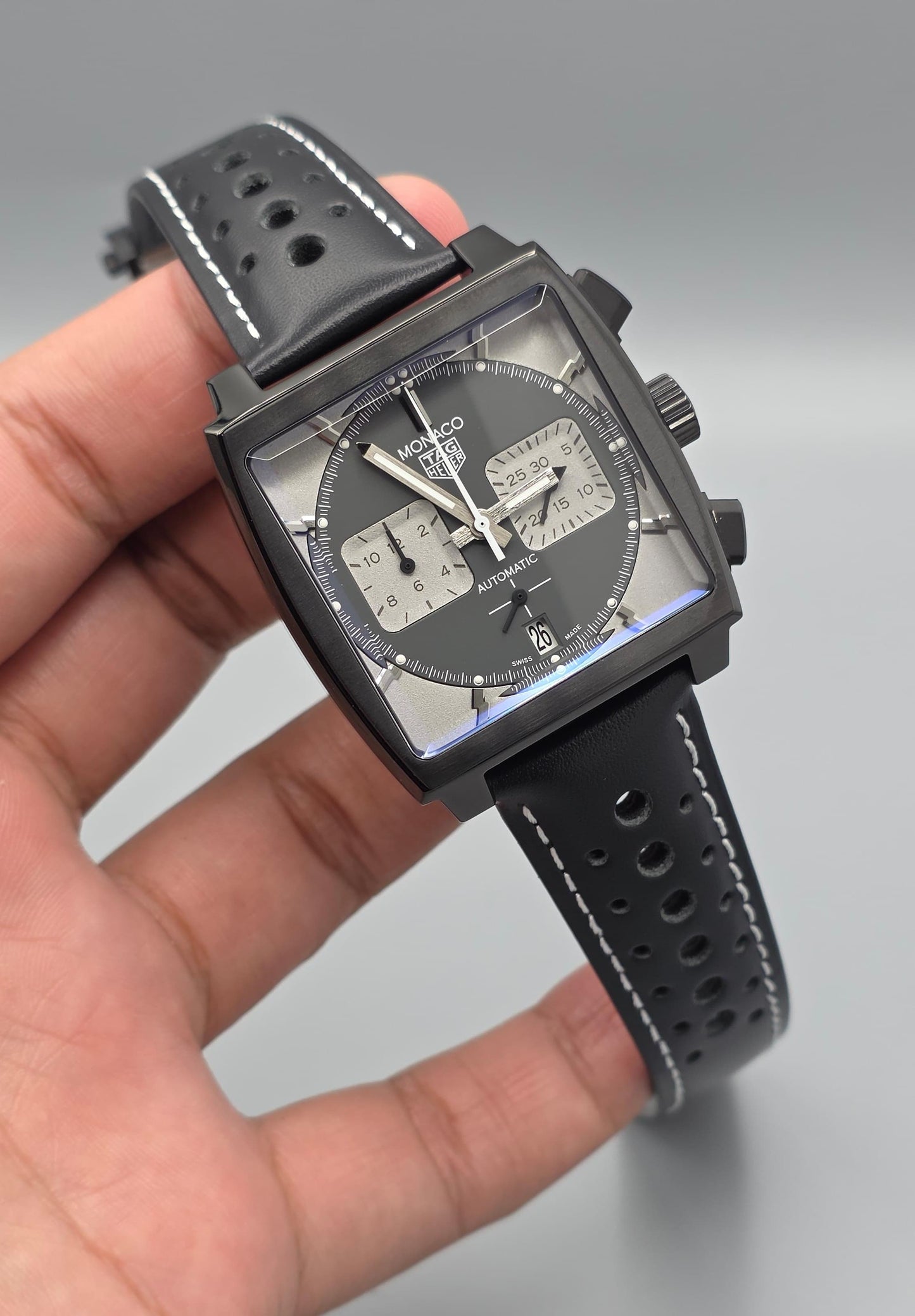 Luxury Square Chronograph Watch – Black Dial Edition