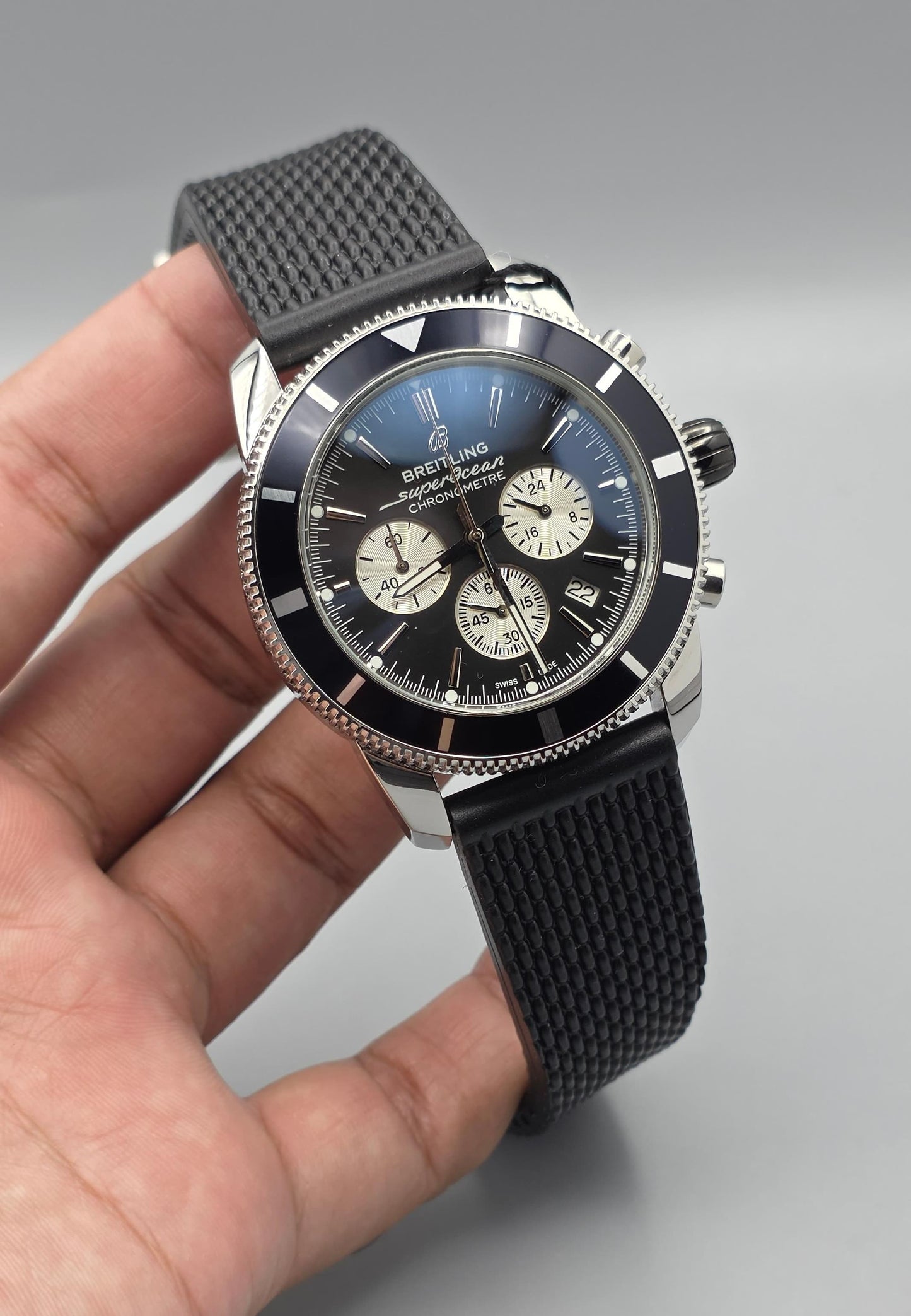 Premium Black & Silver Chronograph Sport Watch