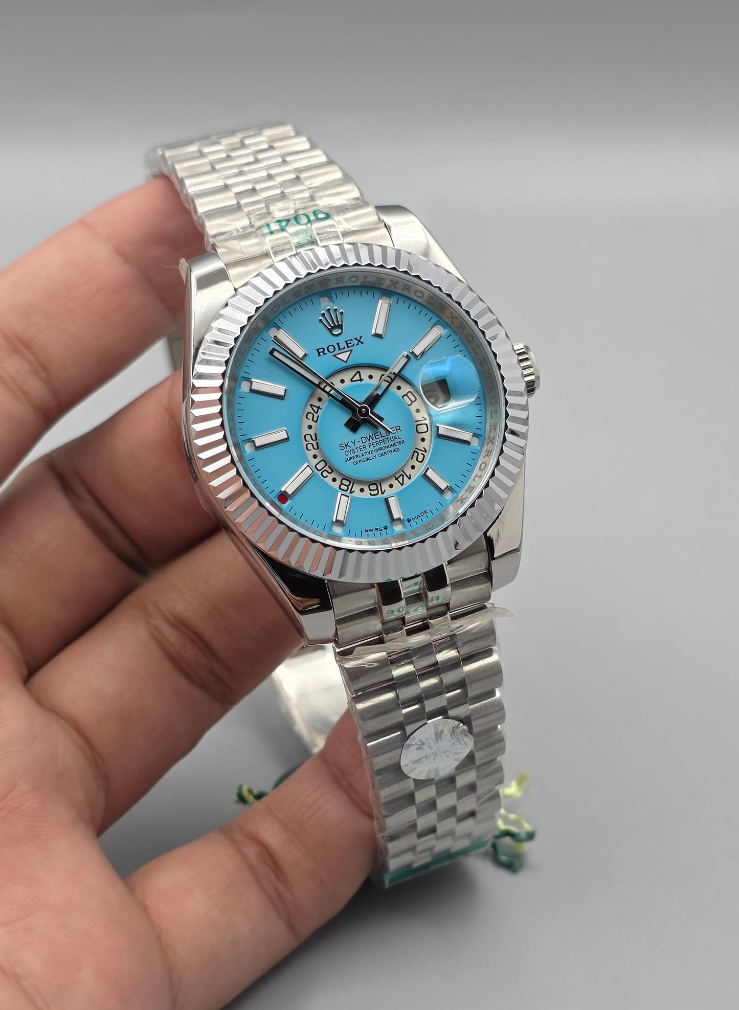 Luxury Ice Blue Dual-Time Watch – Stainless Steel
