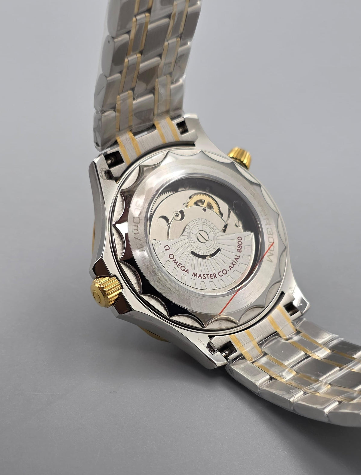 Premium Two-Tone Yellow Gold & Silver Blue Wave Dial Automatic Diver Luxury Watch