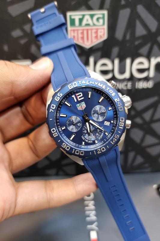 High Quality Luxury Branded Watch - Silver & Blue
