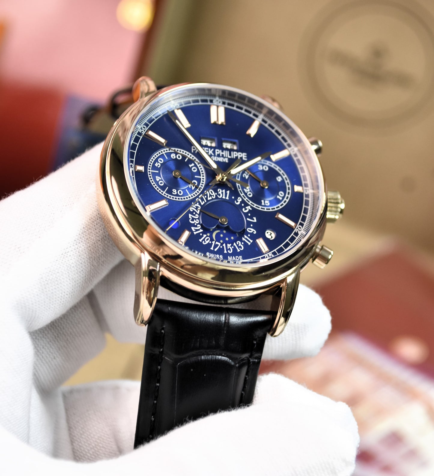 High Quality Luxury Branded Watch - Blue (Rose Gold)