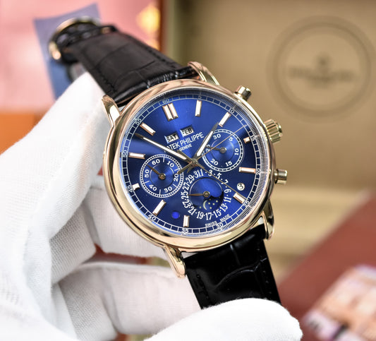 High Quality Luxury Branded Watch - Blue (Rose Gold)