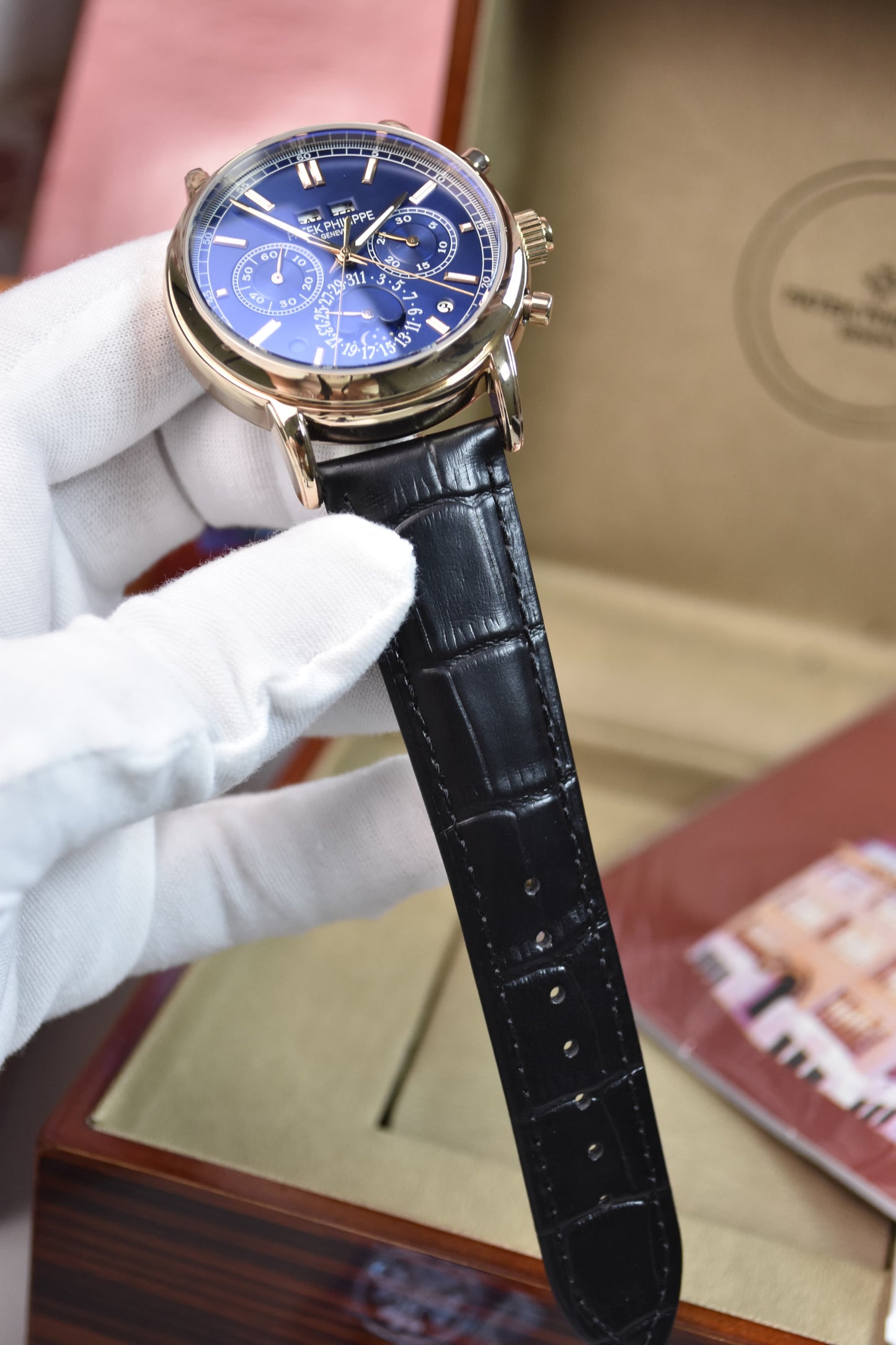 High Quality Luxury Branded Watch - Blue (Rose Gold)