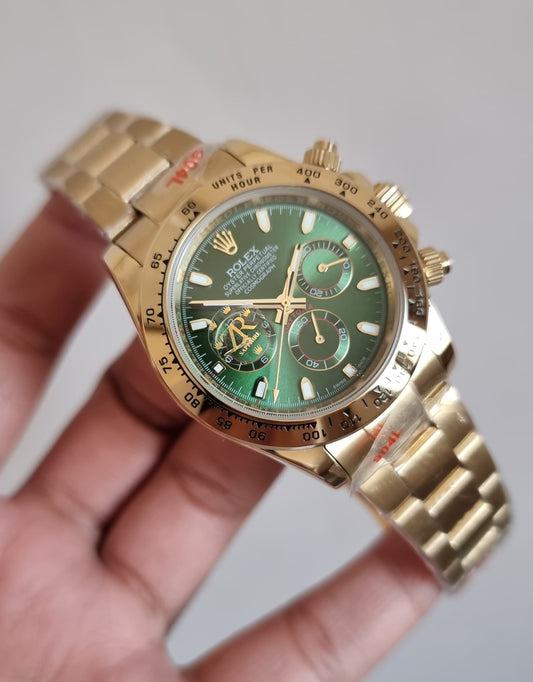 High Quality Luxury Branded Watch - Gold(Green Dail)