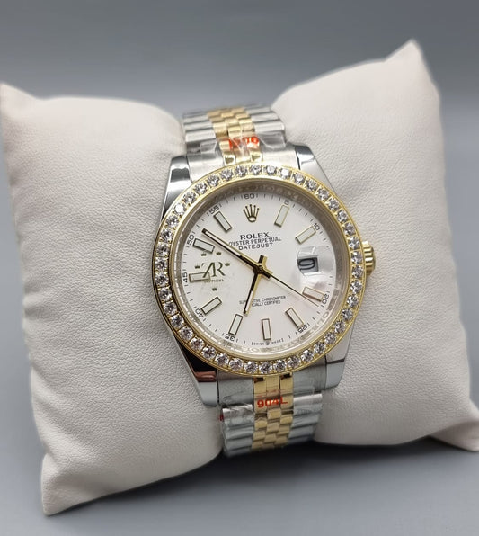 High Quality Luxury Branded Watch - White Stone Dail